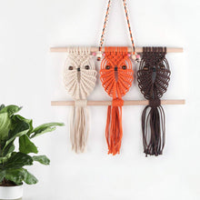Load image into Gallery viewer, Three Owls Macrame Woven Wall Hanging Art Decor