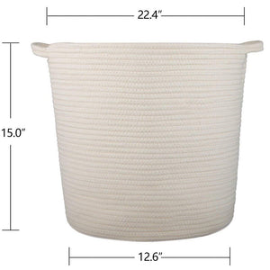 2 PCs Off  White Laundry Basket with Handles Cotton Rope Soft Woven Floor Basket