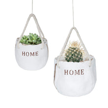 Load image into Gallery viewer, 2 Pcs Ceramic Flower Pots Hanging Planter with Ropes 