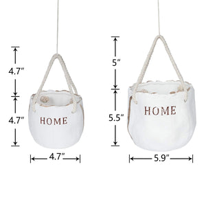 2 Pcs Ceramic Flower Pots Hanging Planter with Ropes Size
