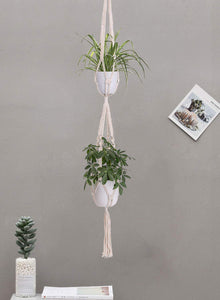 2 Pcs Handmade Double Indoor Hanging Planter Pot Holder Bedroom