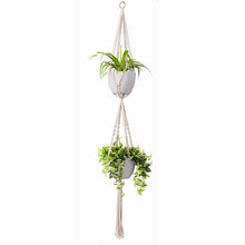Load image into Gallery viewer, 2 Tier Macrame Plant Hanger Indoor Flower Holder