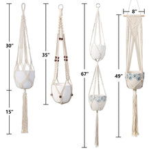 Load image into Gallery viewer, 4 Pcs Handmade Macrame Plant Hanger DIY Home Decor Size