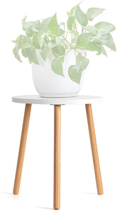 TIMEYARD Indoor Tall Stand Wood Holder for Flower Pots, Modern Home Décor - White