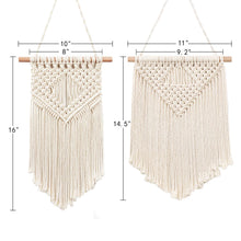Load image into Gallery viewer, 2 Pcs Macrame Wall Hanging Small Woven Tapestry Beige Size