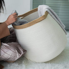 Load image into Gallery viewer, White Wicker Storage Rope Basket with Handles 17.71&quot; x 17.71&quot;