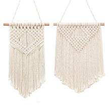 Load image into Gallery viewer, 2 Pcs Macrame Wall Hanging Small Woven Tapestry Beige
