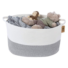 Load image into Gallery viewer, Bedroom Basket 3XL Woven Rope Storage Bin Box for Home Organizer Grey White Timeyard for toy storage basket