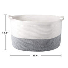 Load image into Gallery viewer, Bedroom Basket 3XL Woven Rope Storage Bin Box for Home Organizer Grey White Timeyard large standard size