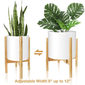 Corner Plant Stand Bamboo Adjustable Width 8" up to 12"