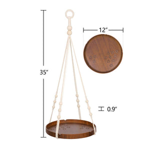 Hanging Plant Holders With Brown Wooden Shelf Size