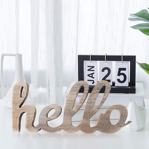 Hello Wood Sign Cut Letters Rustic Farmhouse Wall Hanging Gallery Decor table