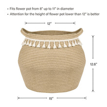 Load image into Gallery viewer, Jute Cotton Rope Belly Basket with Tassel