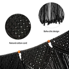 Load image into Gallery viewer, Macrame Wall Hanging Curtain Fringe Garland Banner Black Rope Details