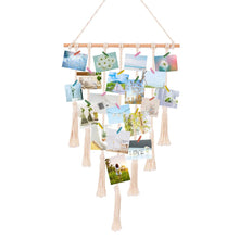 Load image into Gallery viewer, Macrame DIY Wall Photo Organizer with 30 Wood Clips Size