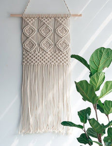 Macrame Wall Hanging Woven Tapestry Wall Decor Beige For Bedroom
