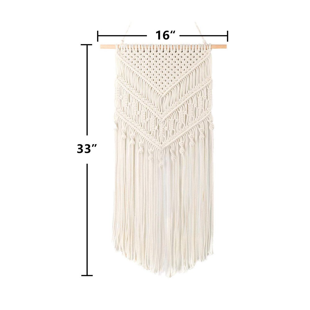 Macrame Woven Wall Hanging Geometric Art Decor Beige Timeyard