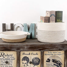 Load image into Gallery viewer, Set of 2 Small Rope Baskets for Fruit Kitchen Desk Storage Bins 9.8 x 8.7 x 2.8 in Table Storage