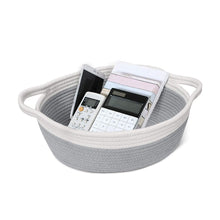 Load image into Gallery viewer, Small Woven Toy Chests Organizers Cotton Rope Basket with Handles Gray Pink 12 x 8 x 5 in