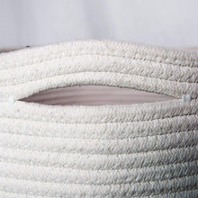 Load image into Gallery viewer, Timeyard Large Stackable Storage Bins Woven Blanket Basket Off White Brown two handles