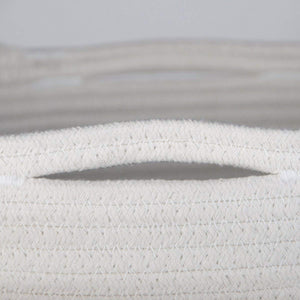 Timeyard Laundry Hamper XL Soft Cotton Storage Basket for Nursery Bins White Gray with handle