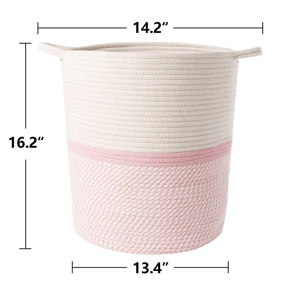 Timeyard Pink Basket for Kids Large Laundry Hampers Nursery Bins
