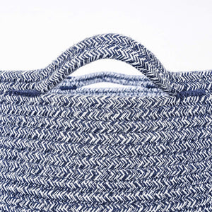 Timeyard Woven Clothes Basket Large Soft Cotton Storage Laundry Hamper Navy Blue with handles