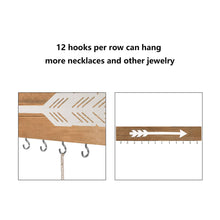 Load image into Gallery viewer, Wall Hanging Jewelry Organizer Farmhouse Rustic Wood Necklace Holder Earring Display Rack 3 PCs timeyard with 12 hooks