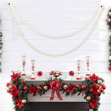 Load image into Gallery viewer, White Wood Bead Garland Holiday Party Supplies Fireplace Farmhouse Christmas Decor 9 foot