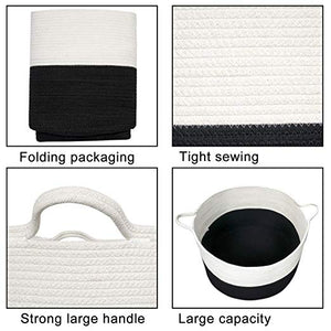 XXXL Cotton Rope Woven Basket, Throw Blanket Storage Bins with Handles