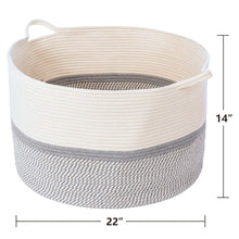 Load image into Gallery viewer, XXXL Cotton Rope Woven Basket, Throw Blanket Storage Bins with Handles
