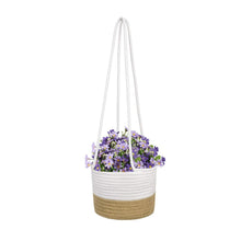 Load image into Gallery viewer, Yellow and White Plant Basket Woven Cotton Rope Wall Hanging Indoor Planter jute rope Timeyard