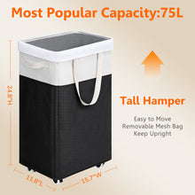Load image into Gallery viewer, TIMEYARD 75L Rolling Laundry Hamper with Wheels and Removable Mesh Bag, Large Clothes Hampers for Laundry, White &amp; Black