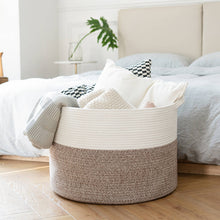 Load image into Gallery viewer, TIMEYARD Large Woven Laundry Hamper Basket - Decorative Storage Organizer for Living Room, Holds Toys Pillows Blankets Clothes - 21.7&quot; x 21.7&quot; x 13.8&quot;-Brown