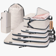 Load image into Gallery viewer, TIMEYARD 7 Set Compression Packing Cubes for Travel, Women Travel Bags Luggage Organizers,Travel Accessories Expandable Packing Organizers for Carry On, Beige
