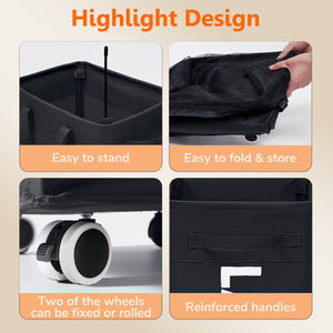 TIMEYARD 75L Rolling Laundry Hamper with Wheels and Removable Mesh Bag, Dirty Clothes hamper for Dorm Room Essentials, Black