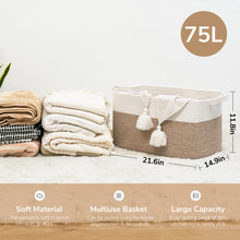 Load image into Gallery viewer, TIMEYARD Large Blanket Basket, 21.6&quot; x 14.9&quot; x 11.8&quot; Rectangle Woven Baskets for Storage-White &amp; Light Brown