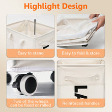 Load image into Gallery viewer, TIMEYARD 75L Rolling Laundry Hamper with Wheels and Removable Mesh Bag, Rolling laundry basket for organization, White