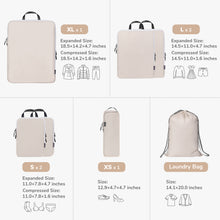 Load image into Gallery viewer, TIMEYARD 7 Set Compression Packing Cubes for Travel, Women Travel Bags Luggage Organizers,Travel Accessories Expandable Packing Organizers for Carry On, Beige