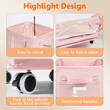 Load image into Gallery viewer, TIMEYARD 75L Rolling Laundry Hamper with Wheels and Removable Wash Bag, Tall Collapsible Large Laundry Basket Pink
