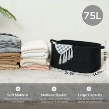Load image into Gallery viewer, TIMEYARD Large Blanket Basket, 21.6&quot; x 14.9&quot; x 11.8&quot; Rectangle Woven Baskets for Storage-Black