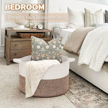 Load image into Gallery viewer, TIMEYARD Large Woven Laundry Hamper Basket - Decorative Storage Organizer for Living Room, Holds Toys Pillows Blankets Clothes - 21.7&quot; x 21.7&quot; x 13.8&quot;-Brown