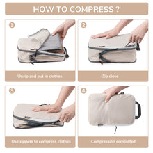 Load image into Gallery viewer, TIMEYARD 7 Set Compression Packing Cubes for Travel, Women Travel Bags Luggage Organizers,Travel Accessories Expandable Packing Organizers for Carry On, Beige