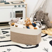 Load image into Gallery viewer, TIMEYARD Large Blanket Basket, 21.6&quot; x 14.9&quot; x 11.8&quot; Rectangle Woven Baskets for Storage-White &amp; Light Brown
