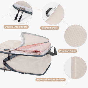 TIMEYARD 7 Set Compression Packing Cubes for Travel, Women Travel Bags Luggage Organizers,Travel Accessories Expandable Packing Organizers for Carry On, Beige