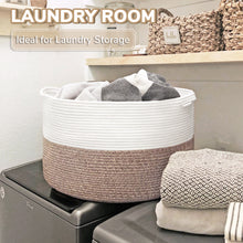 Load image into Gallery viewer, TIMEYARD Large Woven Laundry Hamper Basket - Decorative Storage Organizer for Living Room, Holds Toys Pillows Blankets Clothes - 21.7&quot; x 21.7&quot; x 13.8&quot;-Brown