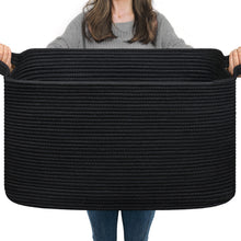 Load image into Gallery viewer, TIMEYARD Large Blanket Basket, 21.6&quot; x 14.9&quot; x 11.8&quot; Rectangle Woven Baskets for Storage-Black