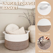 Load image into Gallery viewer, TIMEYARD Large Woven Laundry Hamper Basket - Decorative Storage Organizer for Living Room, Holds Toys Pillows Blankets Clothes - 21.7&quot; x 21.7&quot; x 13.8&quot;-Brown