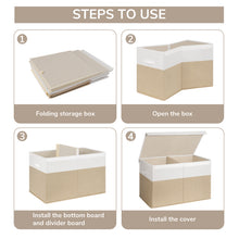 Load image into Gallery viewer, Timeyard Large Storage Box with Lids, Collapsible Sturdy Storage Organizer Chest Bin Basket for Bedroom, Closet ,25"x13"x16", (Beige &amp; White）