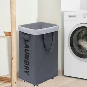 TIMEYARD 75L Rolling Laundry hamper with Wheels and Removable Mesh Bag, Dirty Clothes hamper for Laundry Room, Gray
